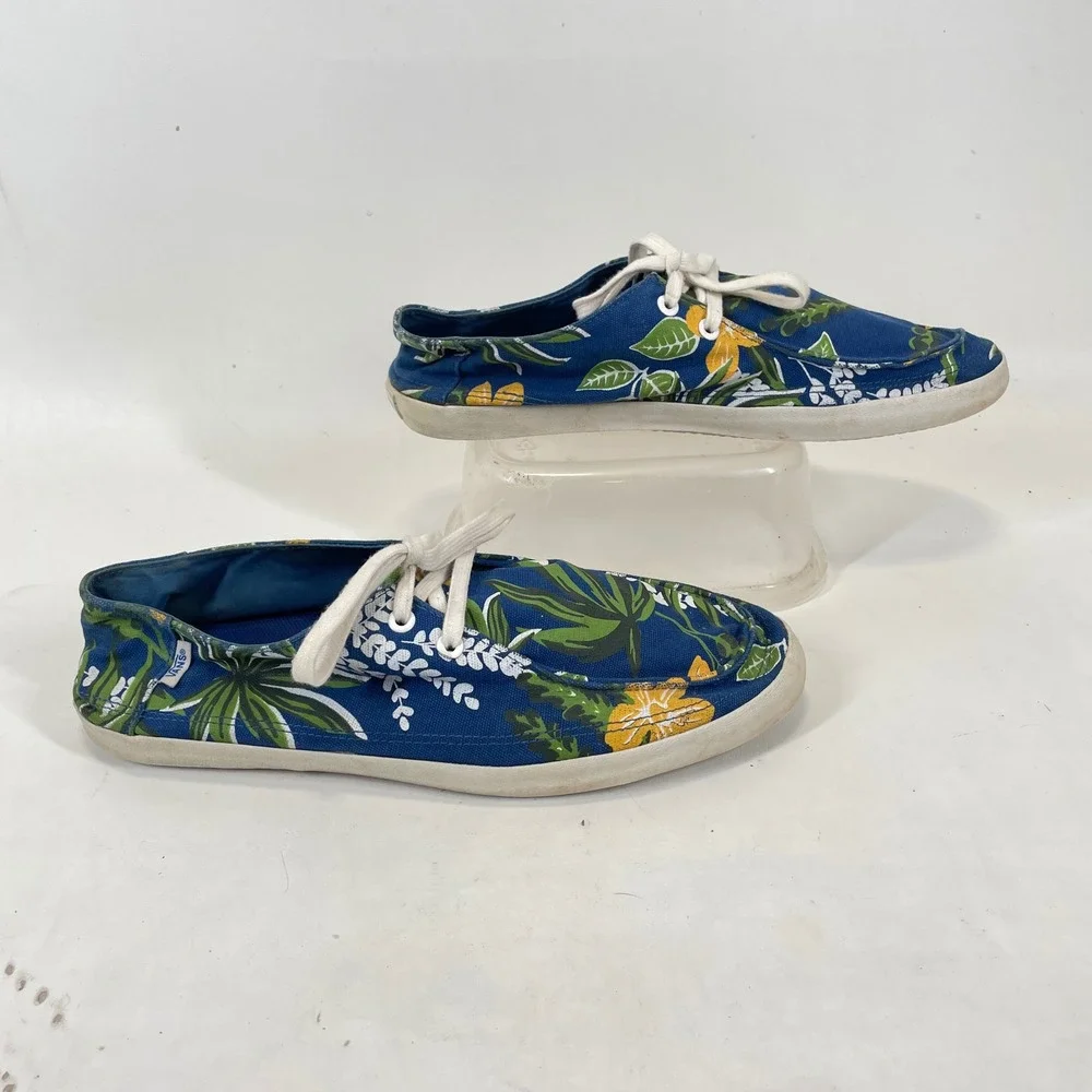 Vans Rata Vulc SF Mens 11.5 Blue Tropical Floral Surf Boat Shoes VN-0JXM5F6